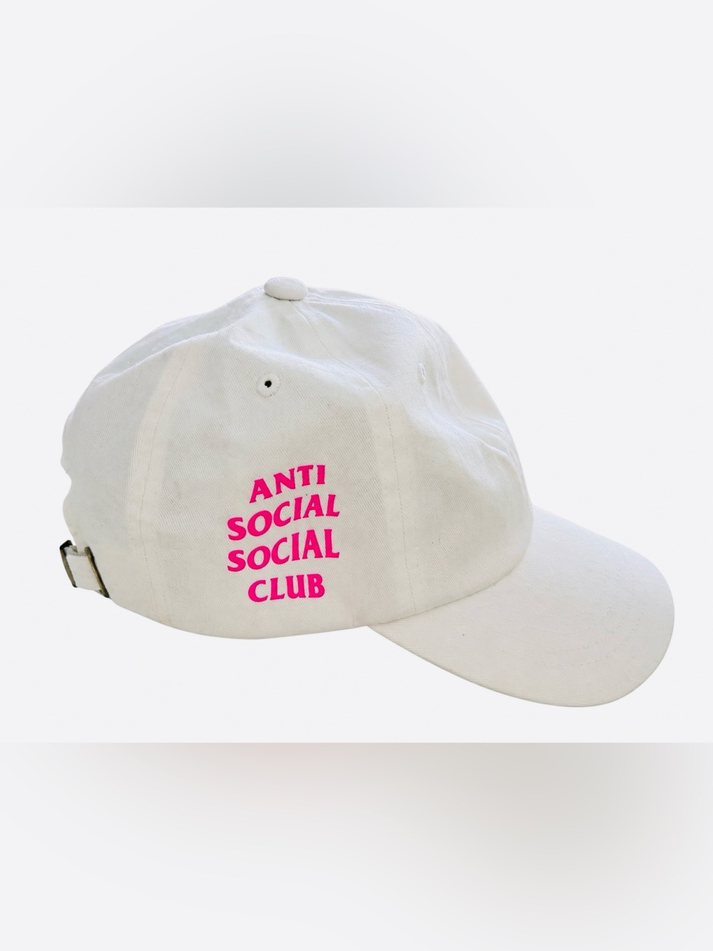 Anti Social Social Club "Weird Cap" in White w/ Hot Pink text